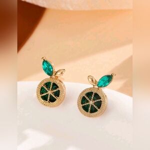 Elegant Fashion Jewelry Faux Gold and Green Citrus Earrings